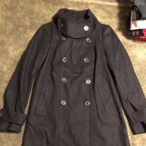 French Connection FCUK wool knee length coat black